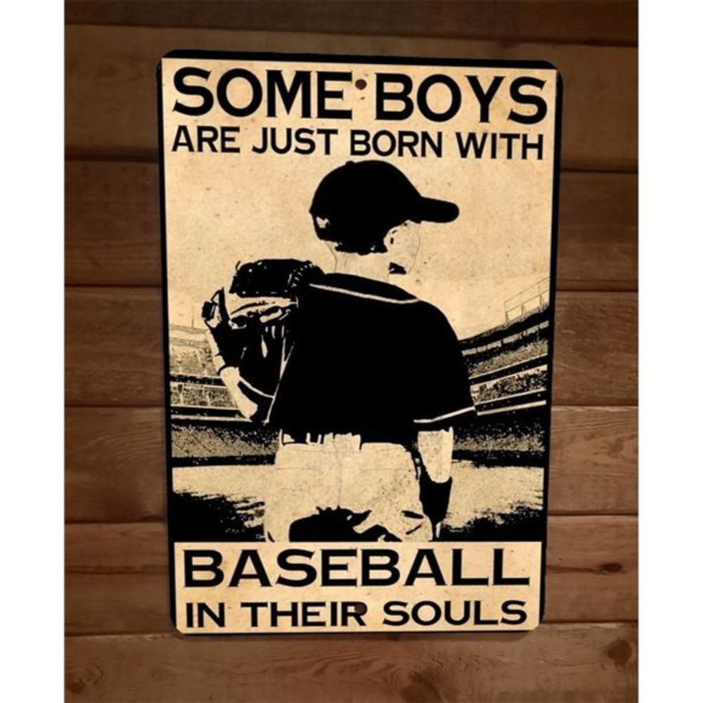 Some Boys Are Just Born With Baseball in Their Souls 8x12 Metal Wall Sign Poster